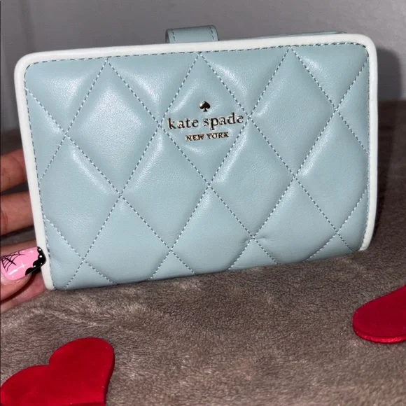 NWT Kate Spade Light Blue Quilted Wallet - Picture 2 of 6